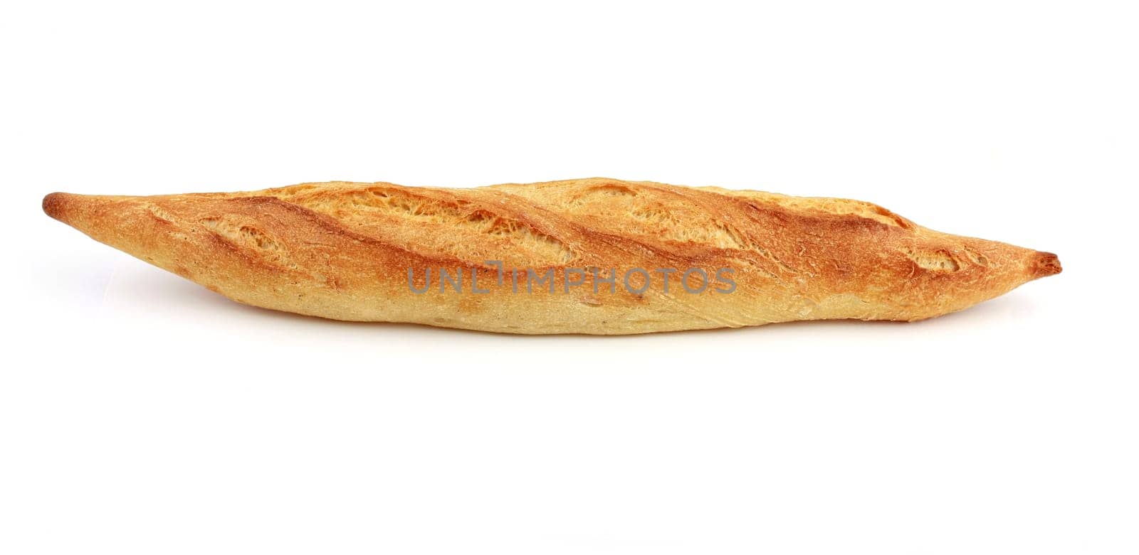 Traditional french bread (baguette), isolated on white
