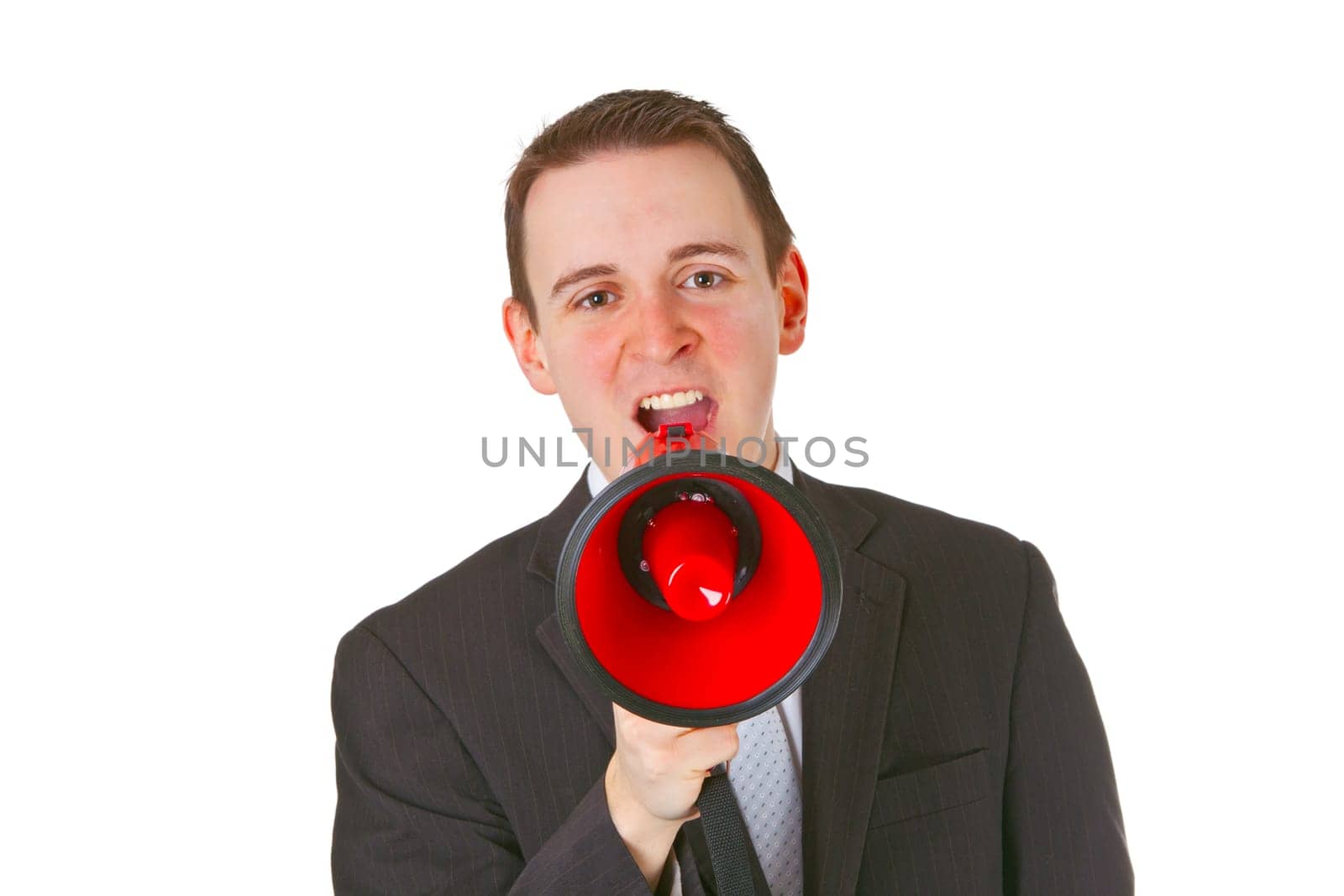 Screaming man with megaphone