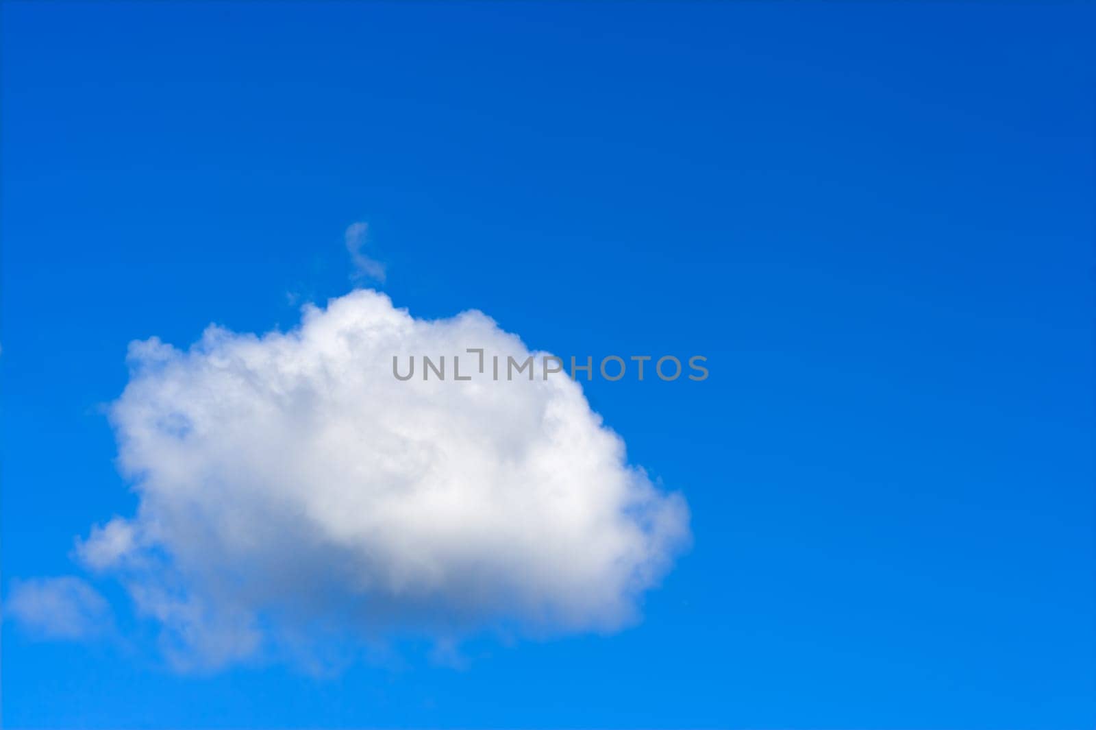 A fluffy white cumulus cloud against a blue sky