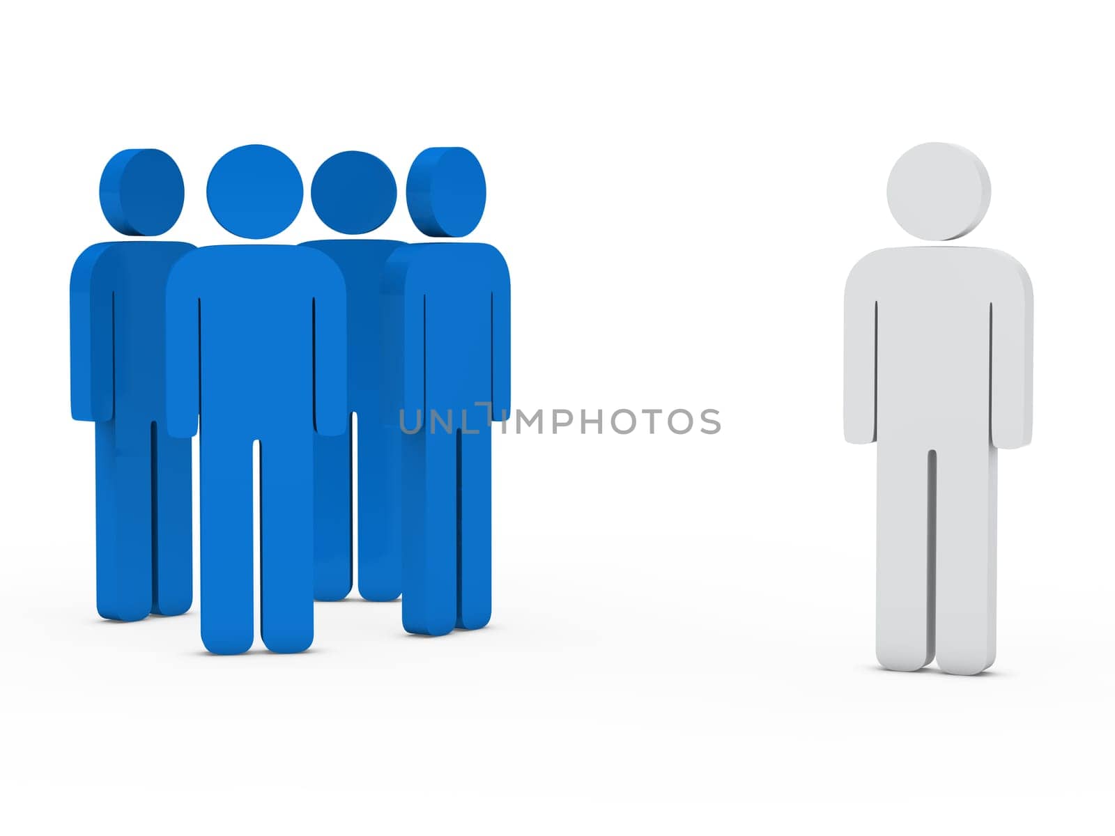 3d business team white success leader blue
