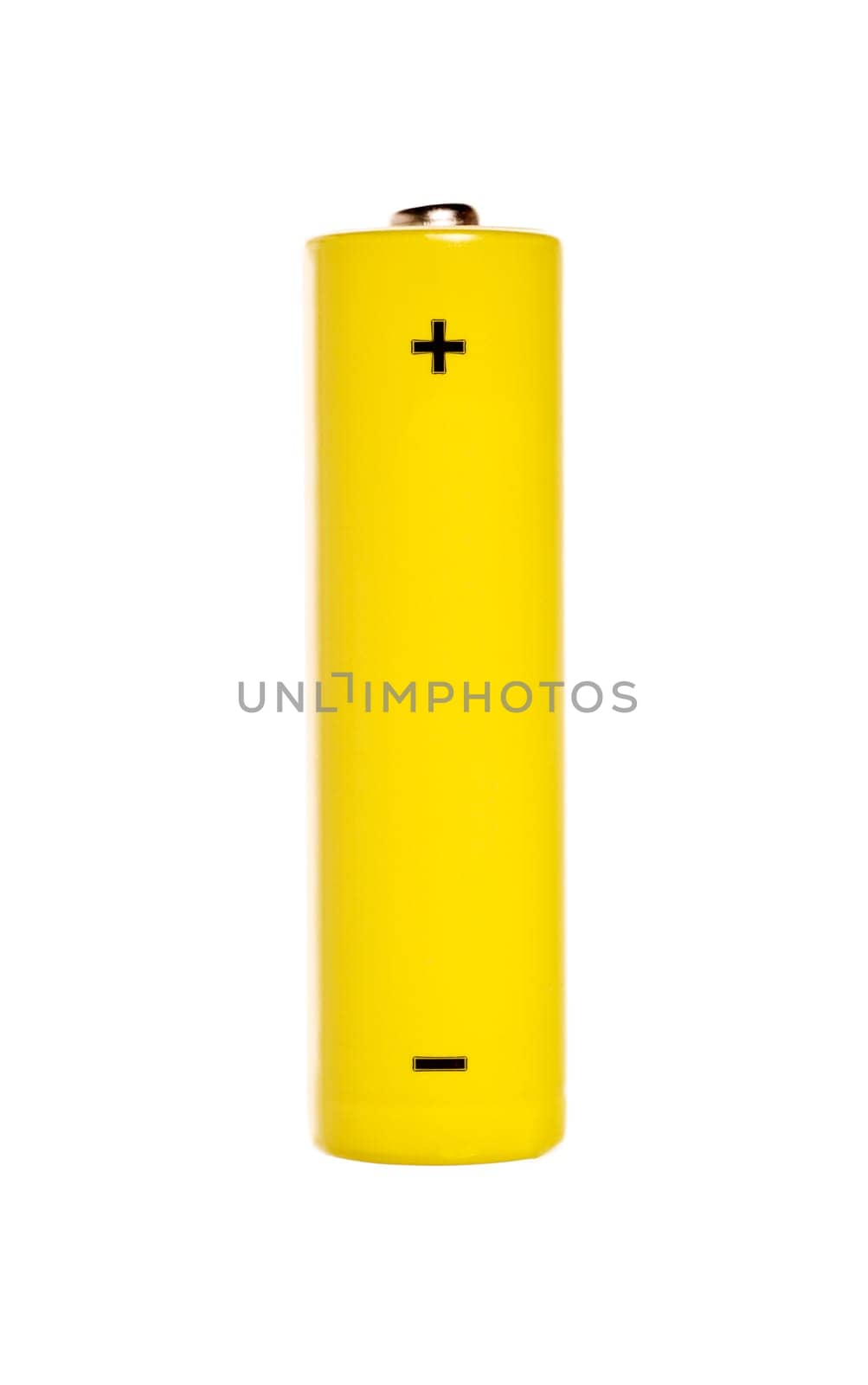 Yellow battery isolated on white background