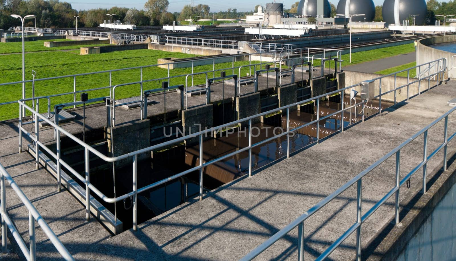 part of a waste water plant where the wasted water is being filtered