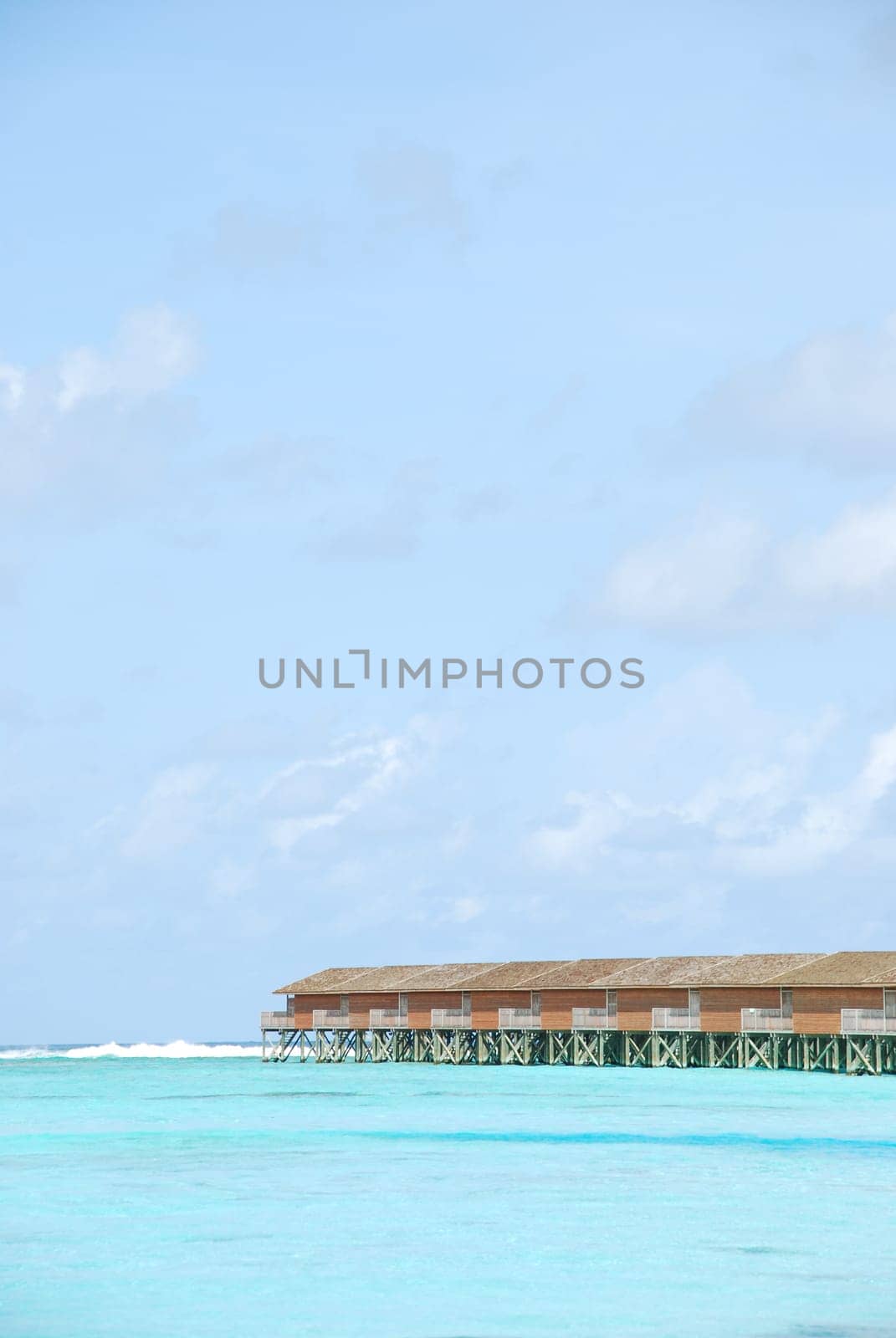beautiful seascape with water villas in Maldivian Island