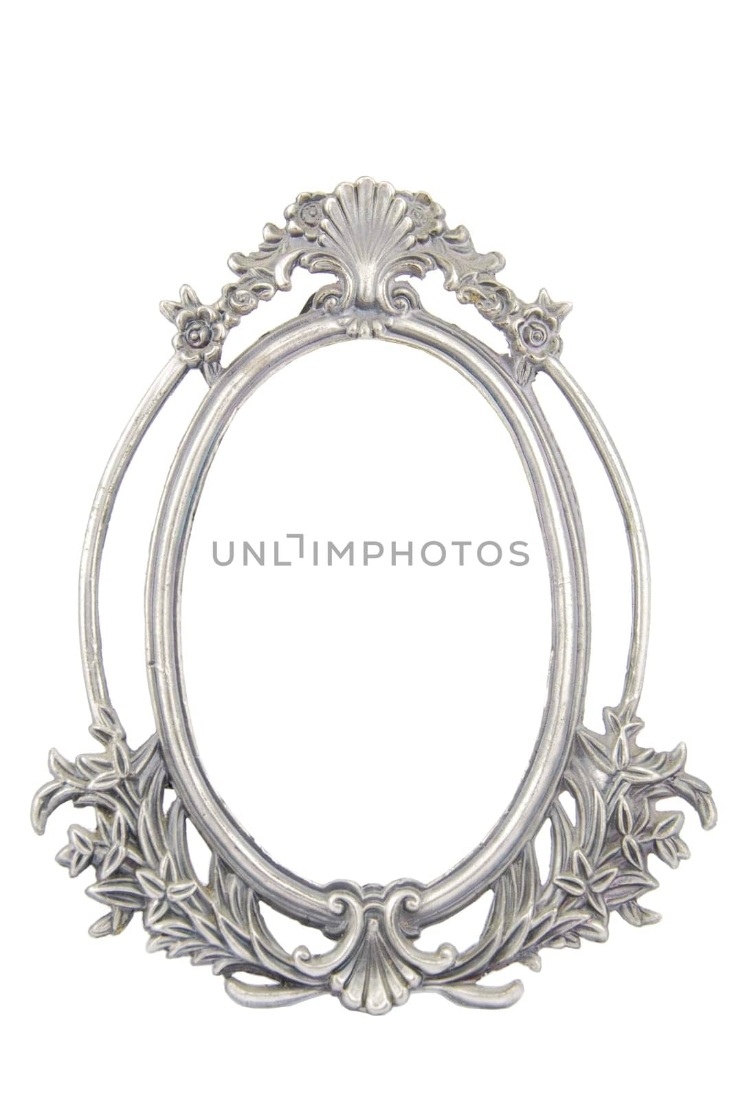 antique metal photo-frame isolated on white background