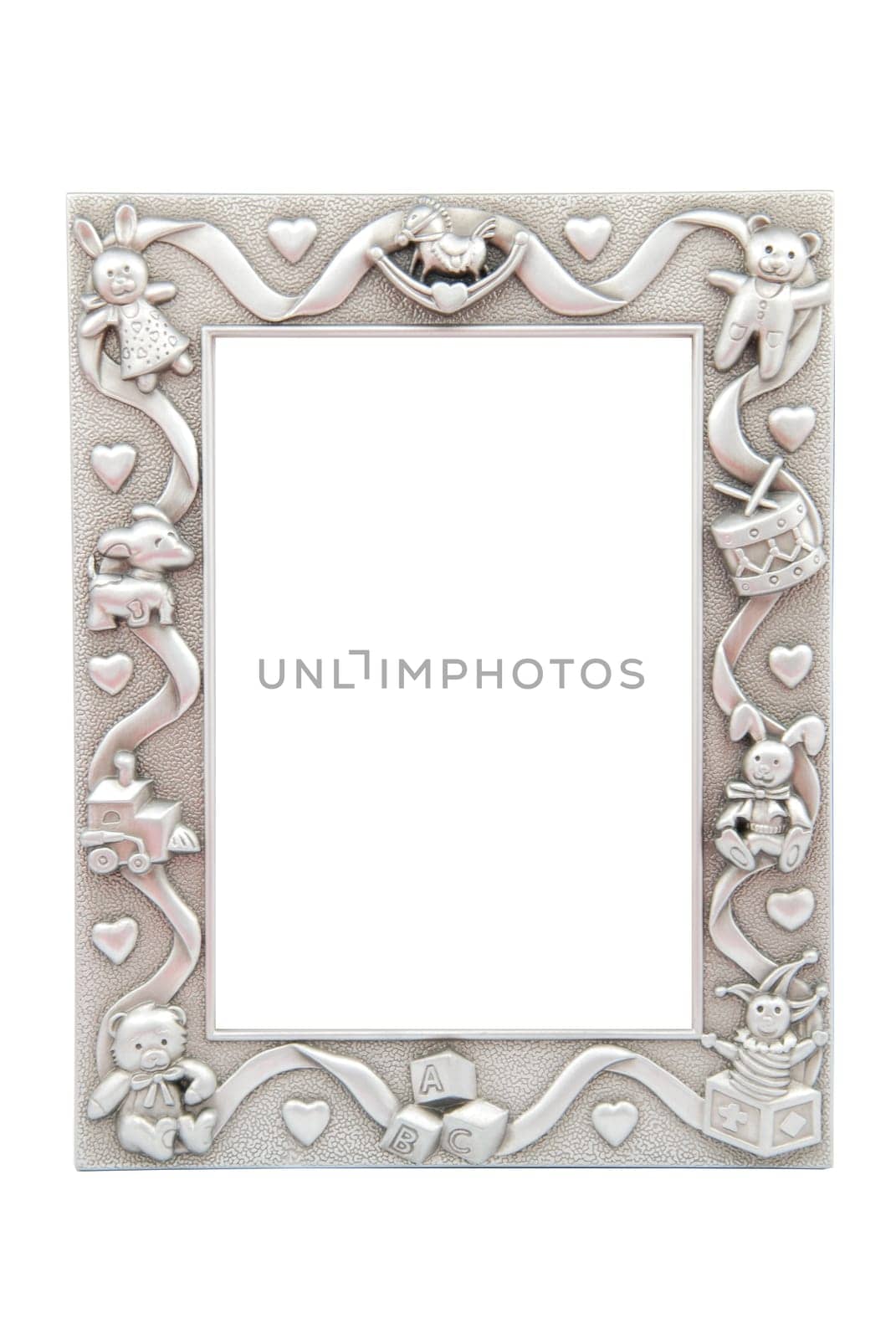 children metal photo-frame isolated on white background