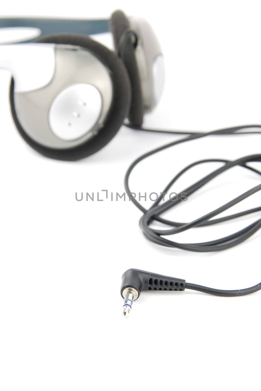 headphones with cord isolated on white background (shallow depth of field)