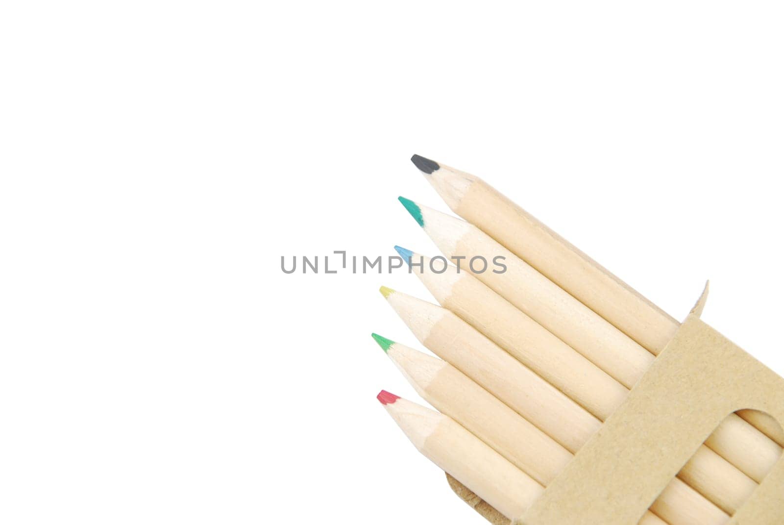 colour pencils in pencil case isolated on white background