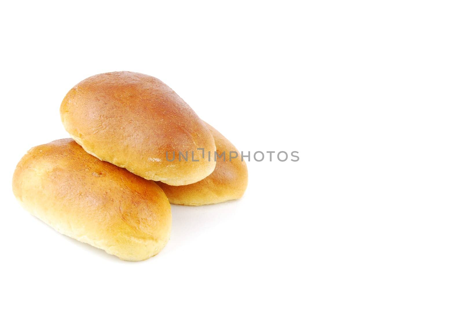 3 fresh milk bread isolated on white background