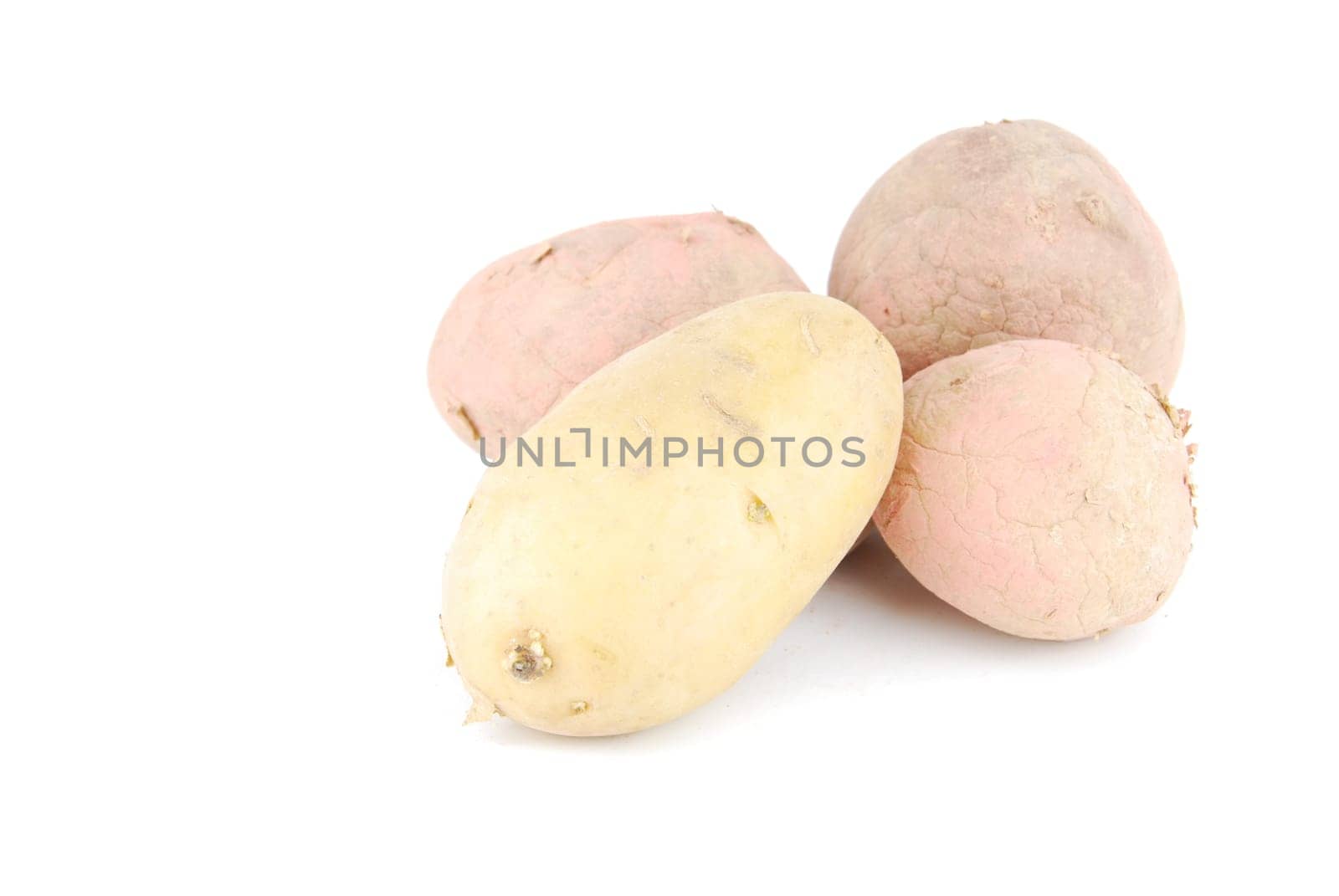 bunch of potatoes isolated on white background