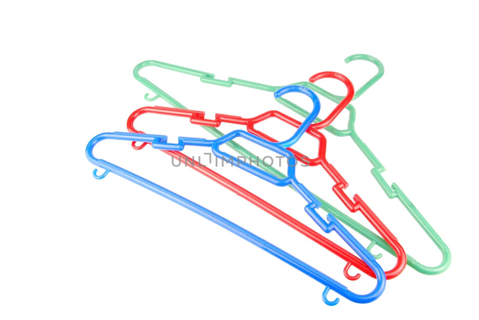 colorful hangers for clothes isolated on white background
