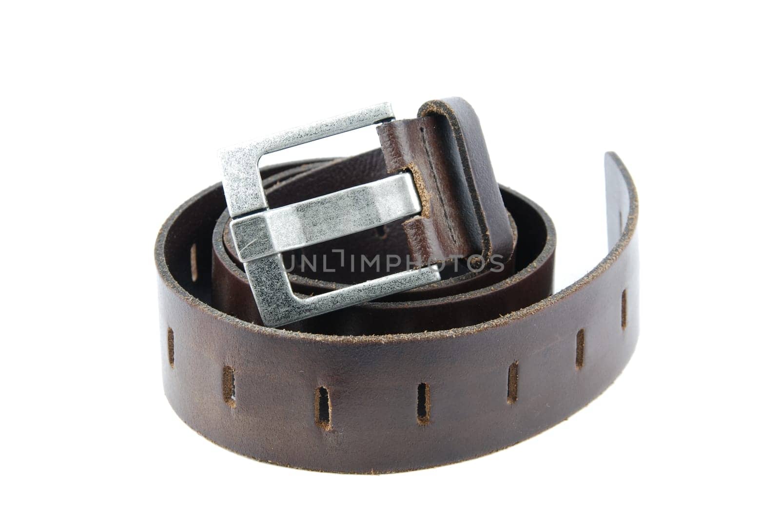 brown leather belt isolated on white background