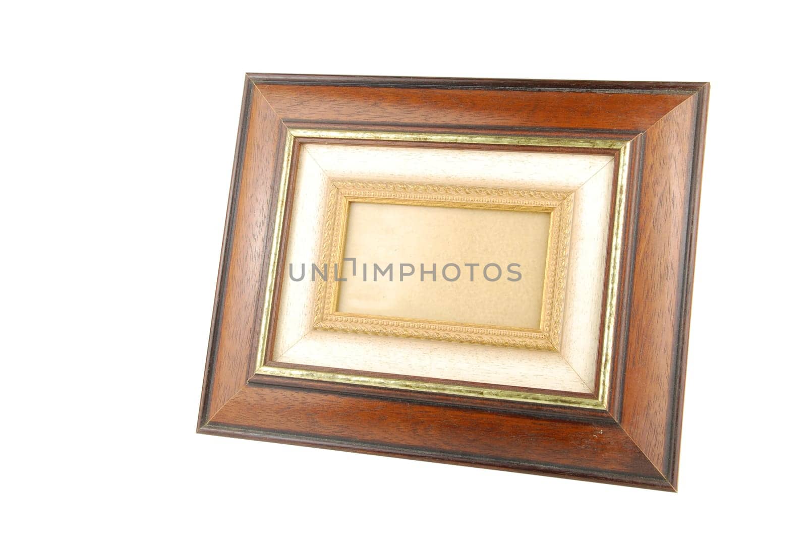 wooden photo-frame isolated on white background