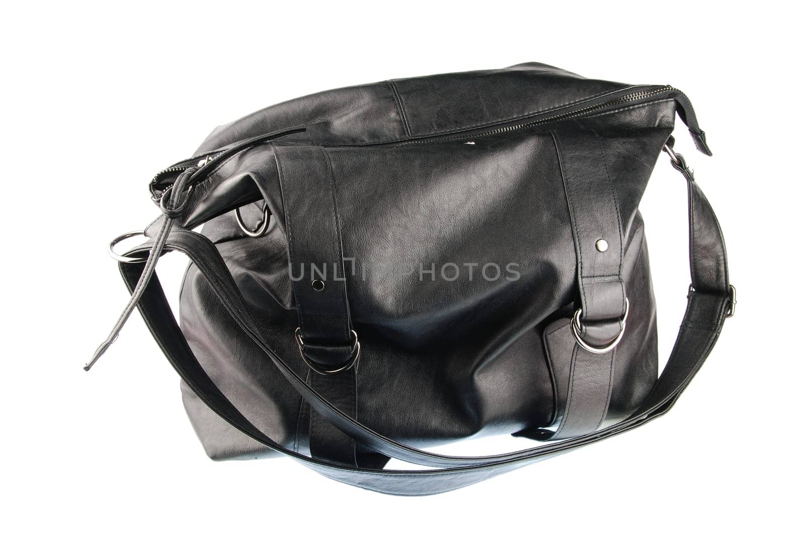 black woman leather bag isolated on white background