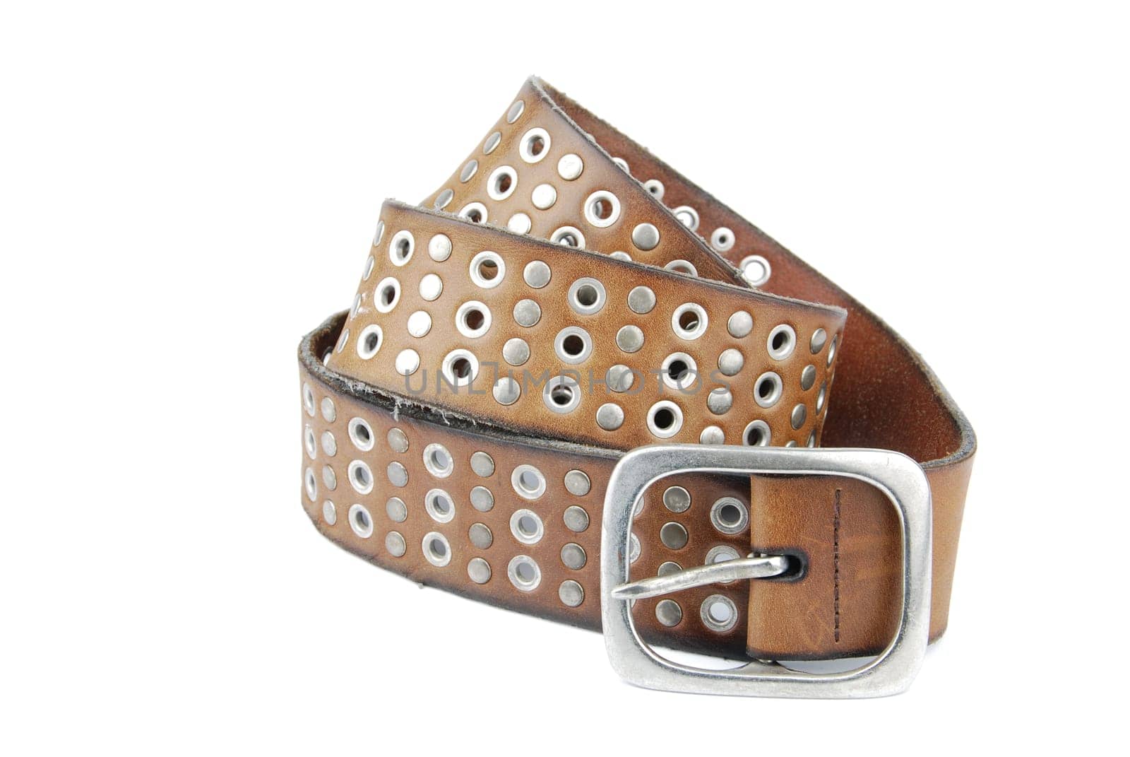 brown leather belt isolated on white background