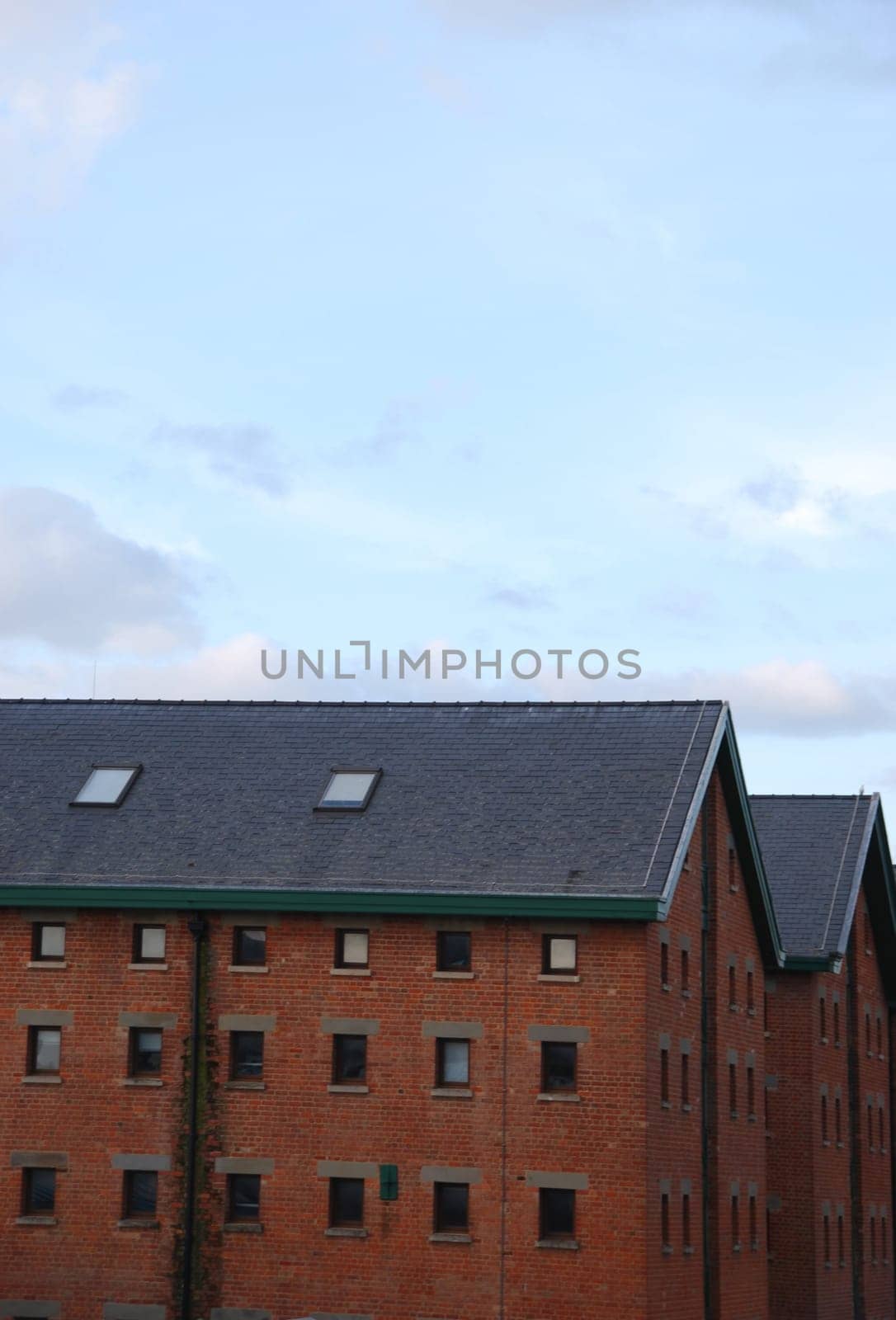 beautiful Gloucester docks with typical warehouse buildings (sunset picture)