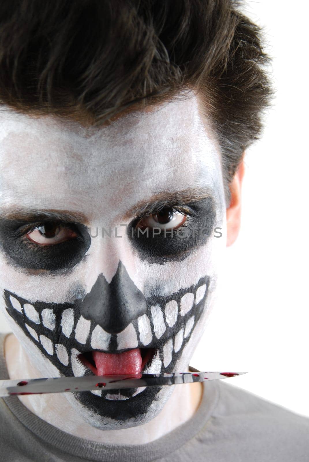 portrait of a skeleton guy as a murderer concept
