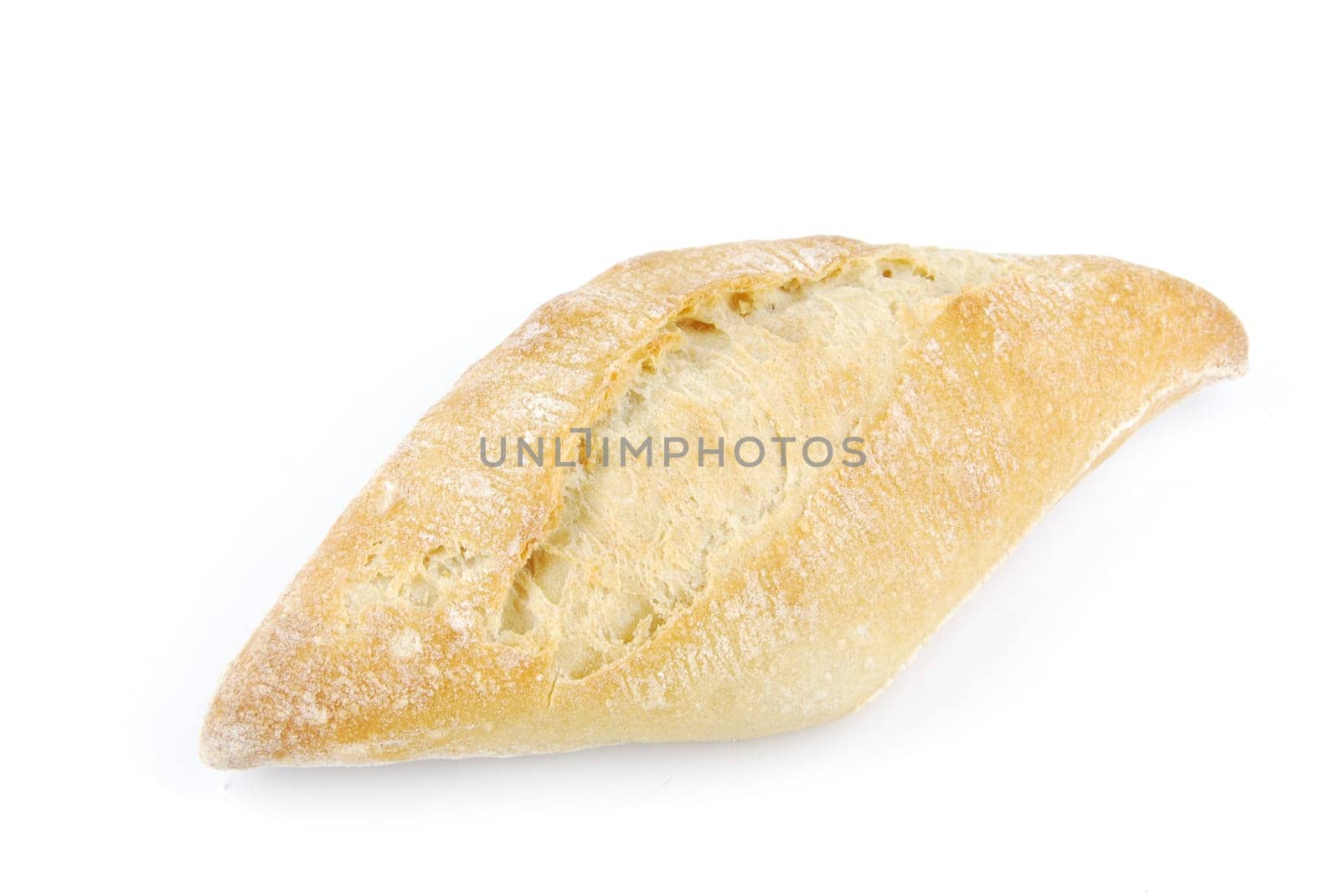 one fresh and baked white wheat bread (isolated on white background)