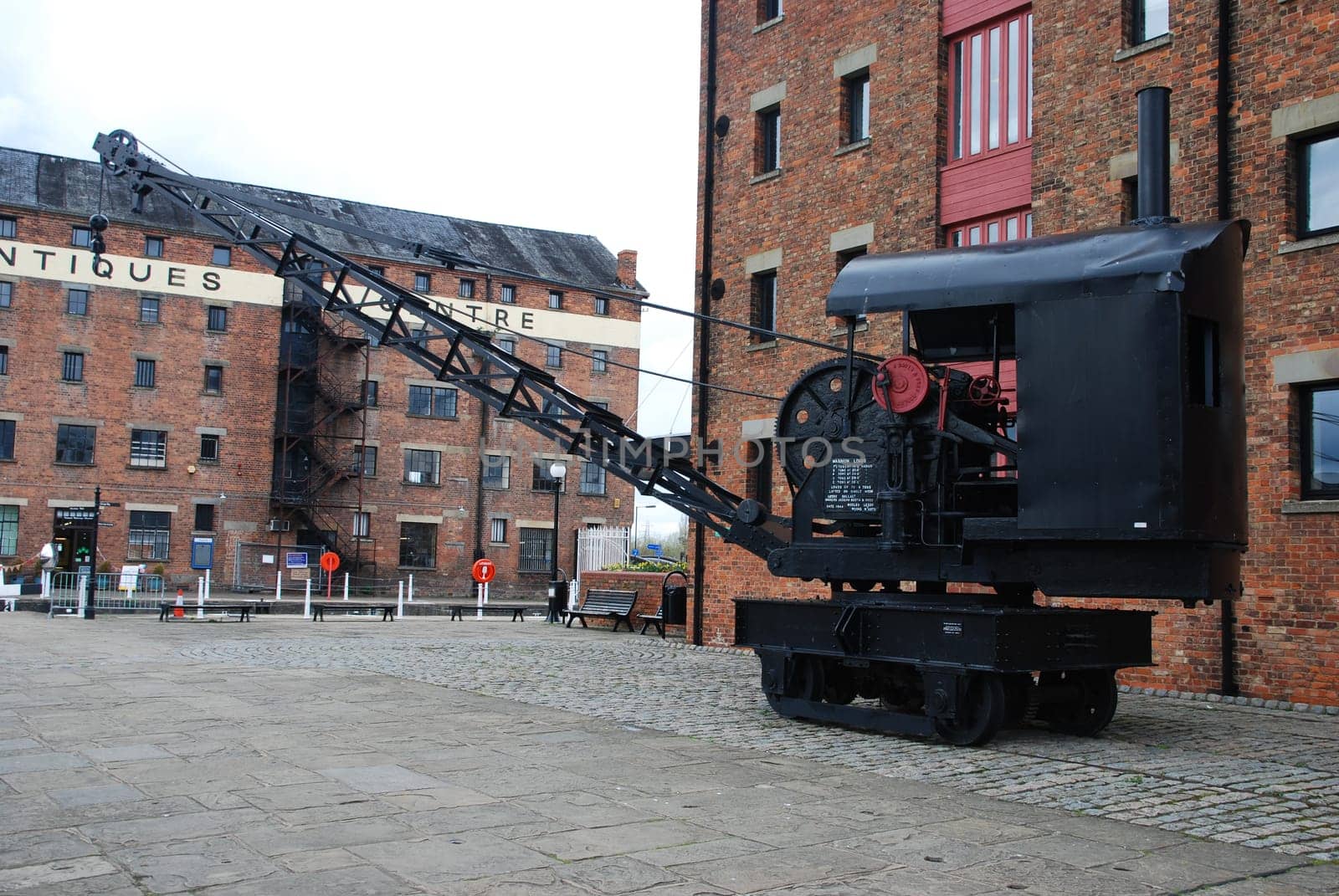 antique railway steam crane on Gloucester Docks, England (UK)