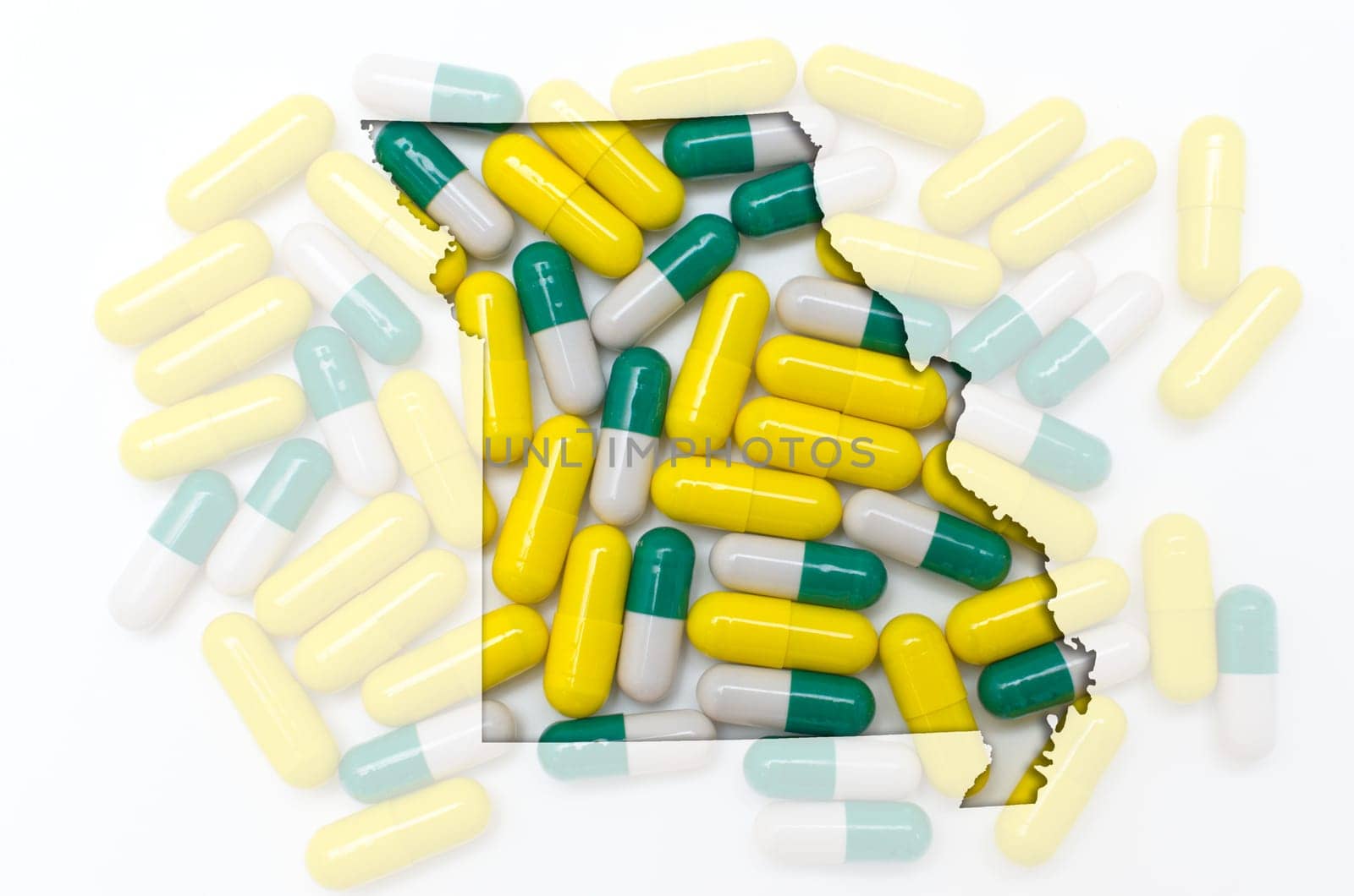 Outlined missouri with transparent background of capsules