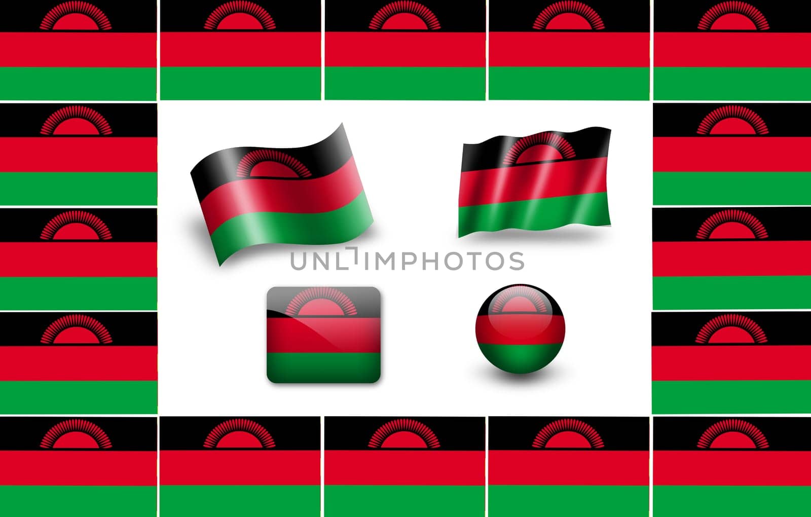 Flag of Malawi. icon set. flags frame