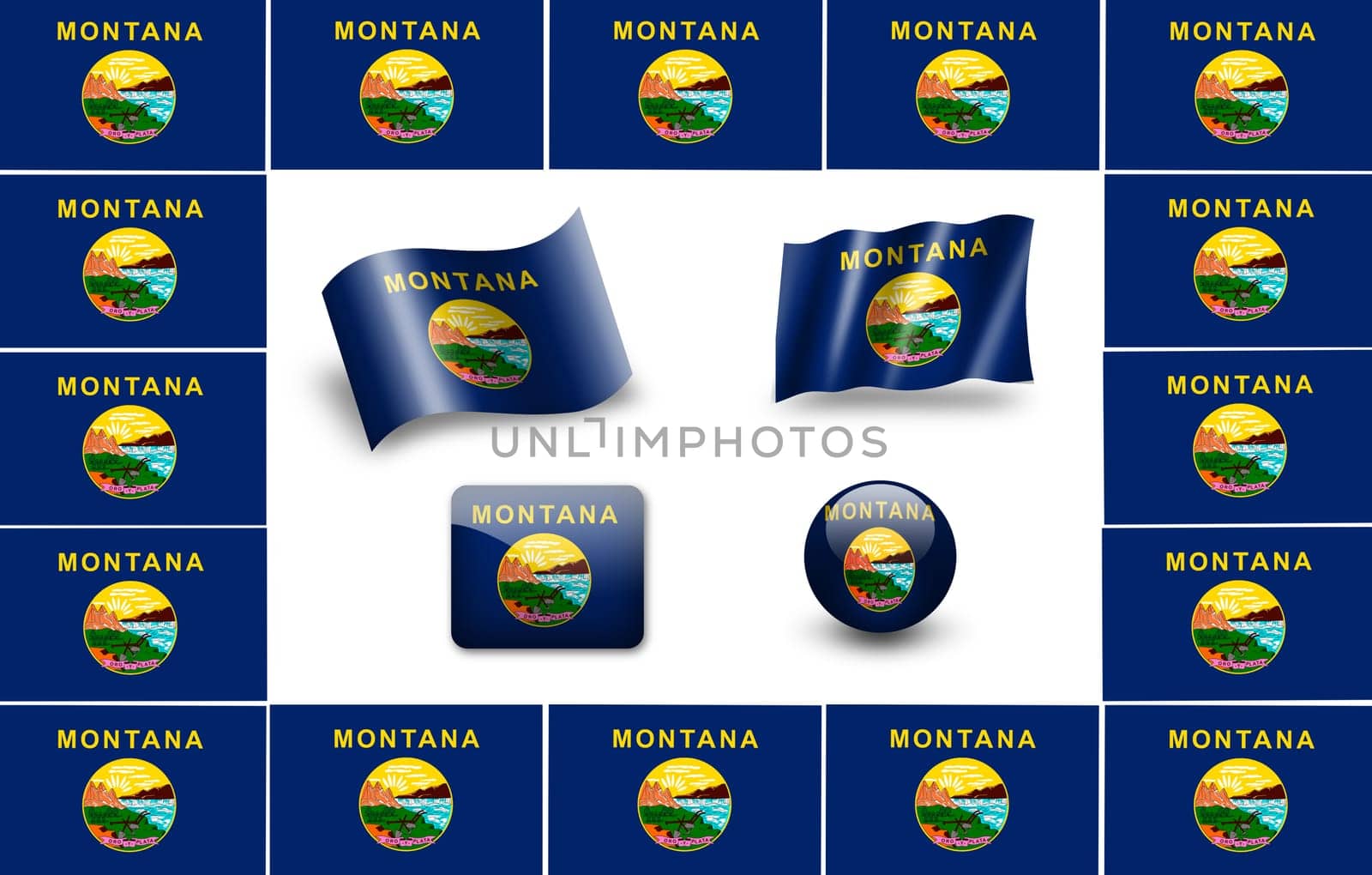 State of Montana. icon set. flags frame