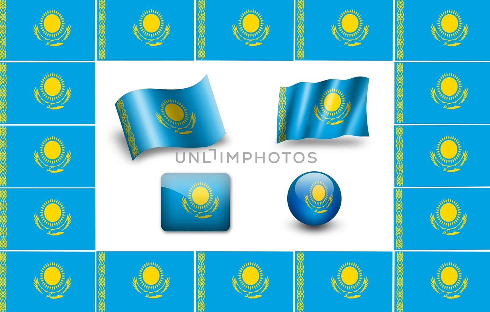 Kazakhstan Flag.  icon set. flags frame.