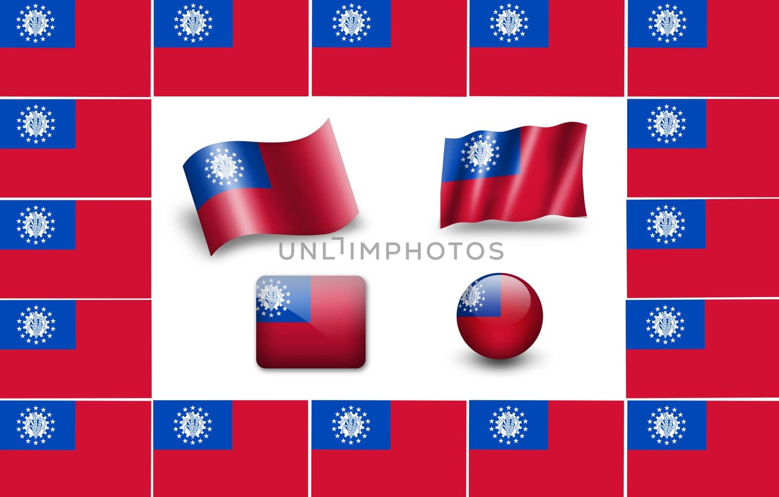 flag of Burma (Myanmar). icon set. flags frame