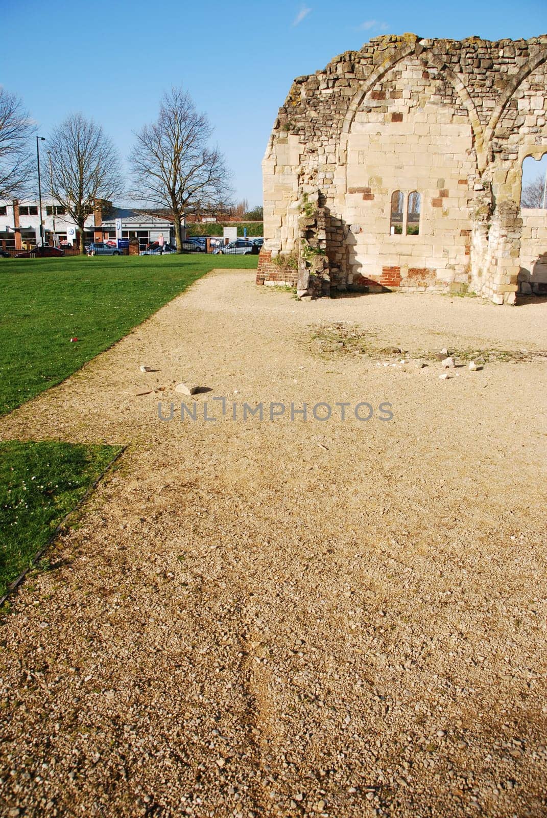 beautiful St Oswald&#039 s Priory church ruins in Gloucester, England (UK)