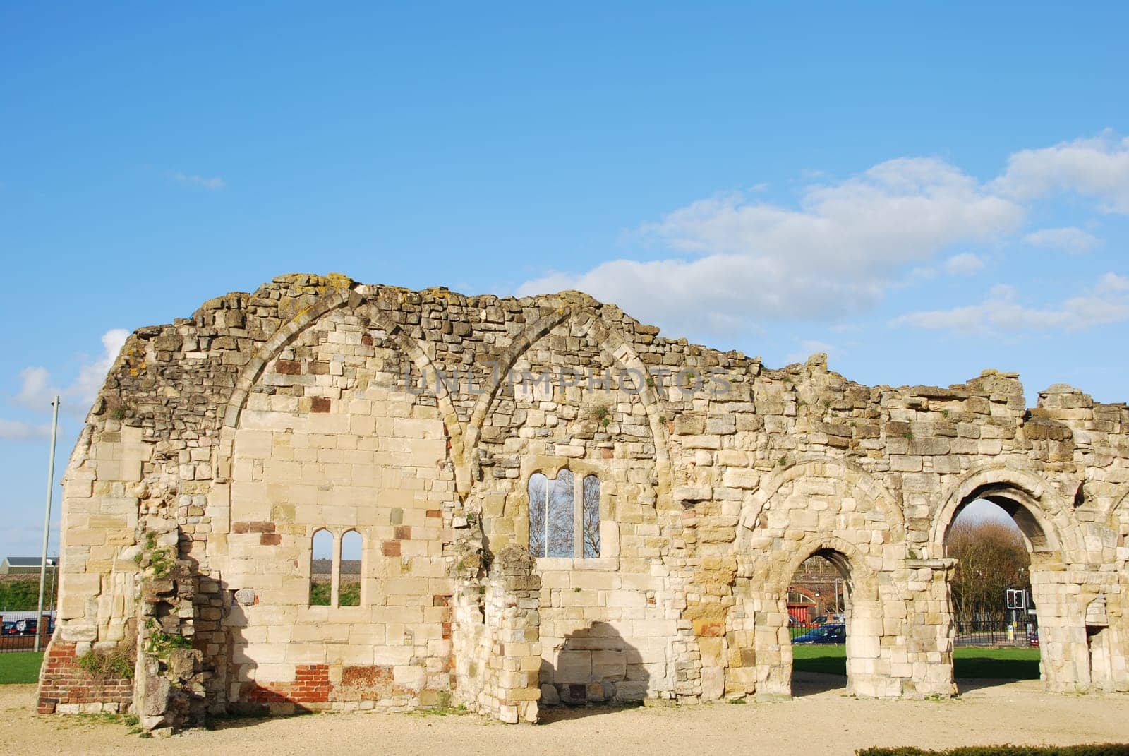 beautiful St Oswald&#039 s Priory church ruins in Gloucester, England (UK)