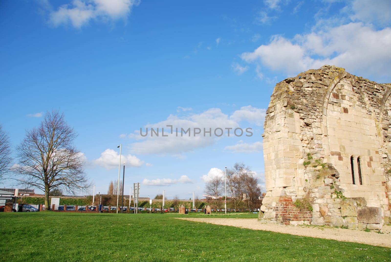 beautiful St Oswald&#039 s Priory church ruins in Gloucester, England (UK)
