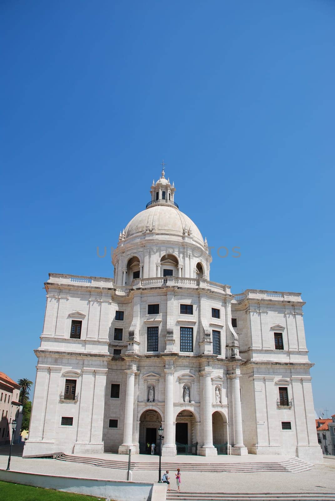 famous Pantheon or Santa Engracia church in Lisbon, Portugal (blue sky background)