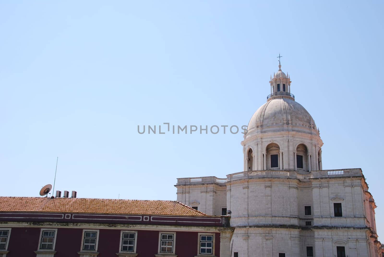 famous Pantheon or Santa Engracia church in Lisbon, Portugal (blue sky background)