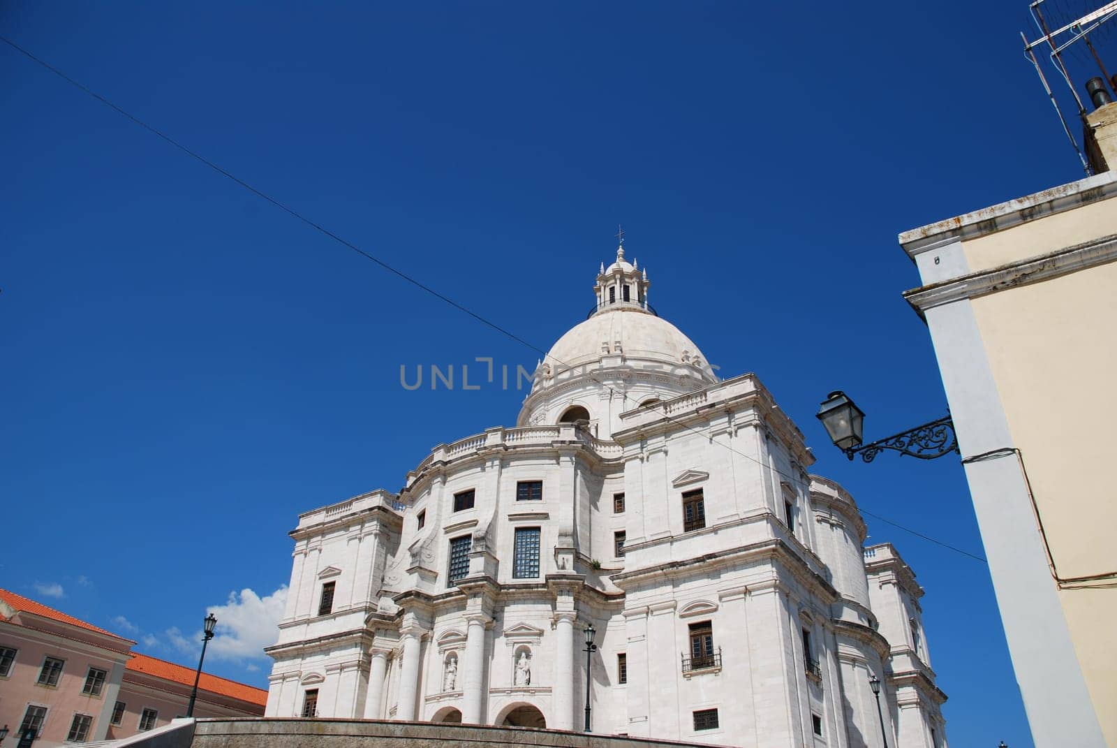famous Pantheon or Santa Engracia church in Lisbon, Portugal (blue sky background)
