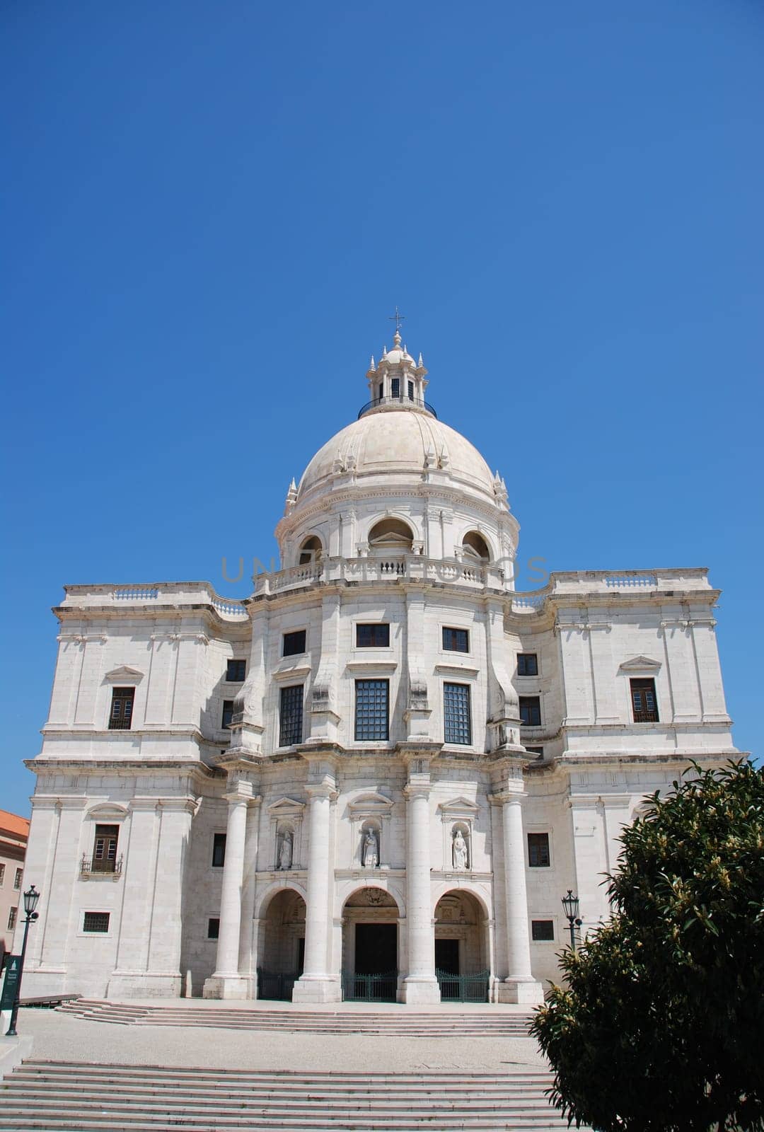 famous Pantheon or Santa Engracia church in Lisbon, Portugal (blue sky background)