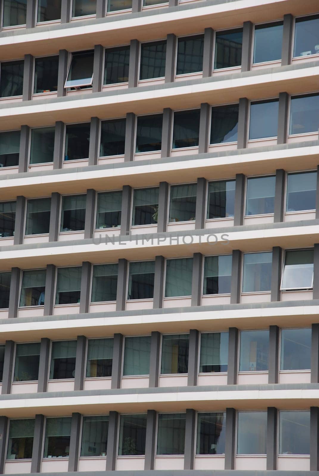 close-up of a modern office building facade