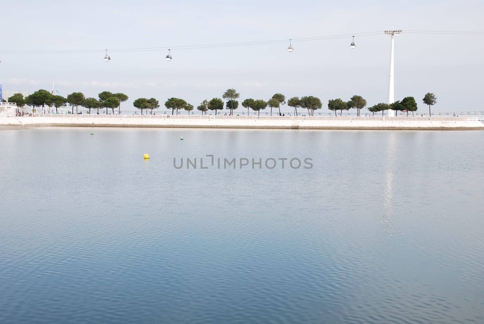 beautiful landscape on Nations Park in Lisbon with modern cablecars, Portugal