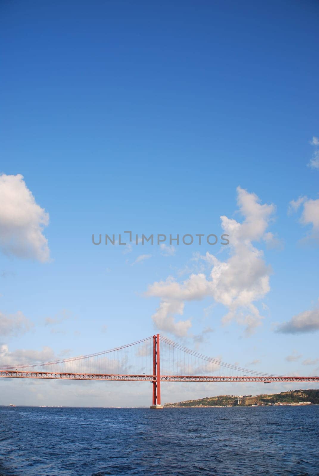 view of old Salazar bridge in Lisbon, Portugal