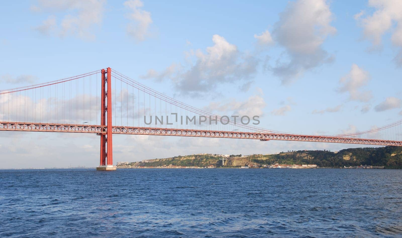 view of old Salazar bridge in Lisbon, Portugal