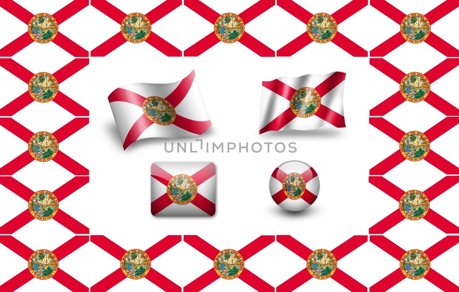 flag of Florida. USA. icon set