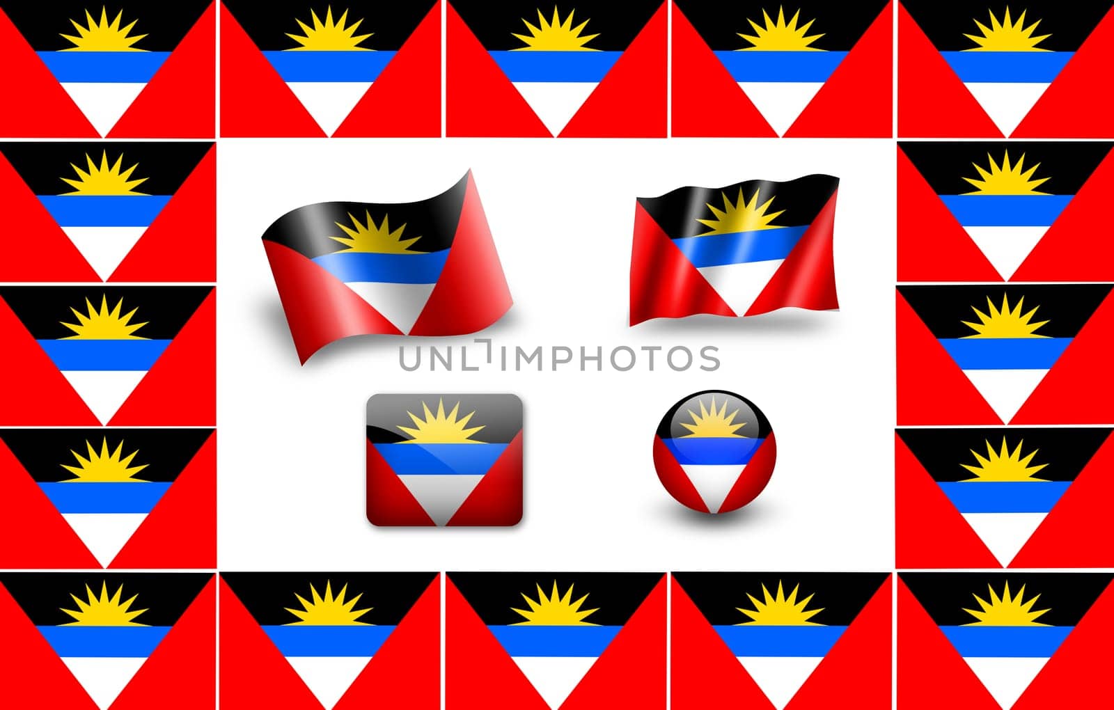 flag of Antigua and Barbuda. icon set.