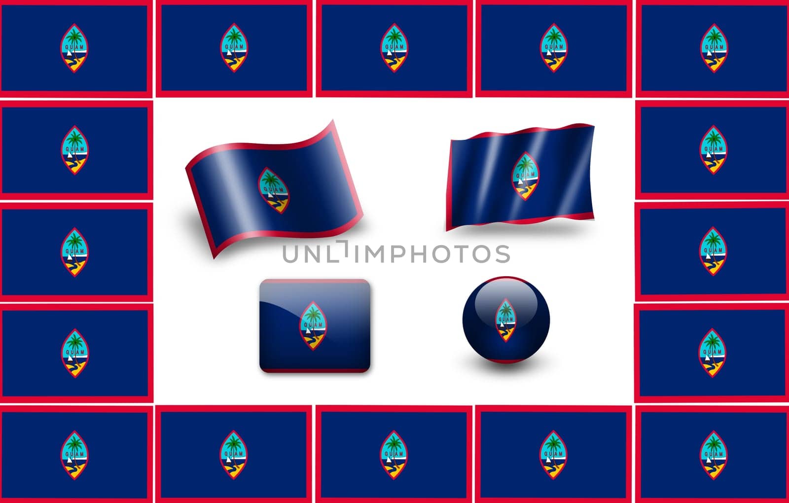 flag of Guam. icon set
