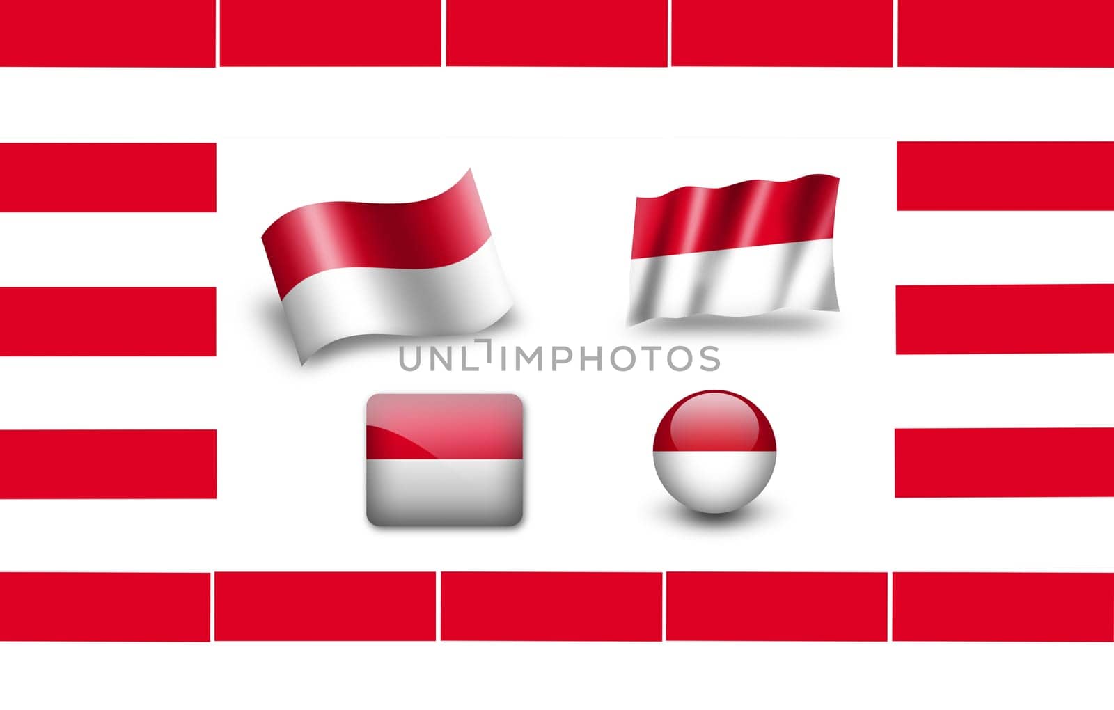 flag of Indonesia. icon set