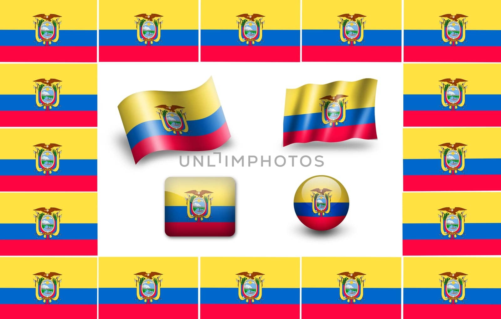 flag of Ecuador. icon set.
