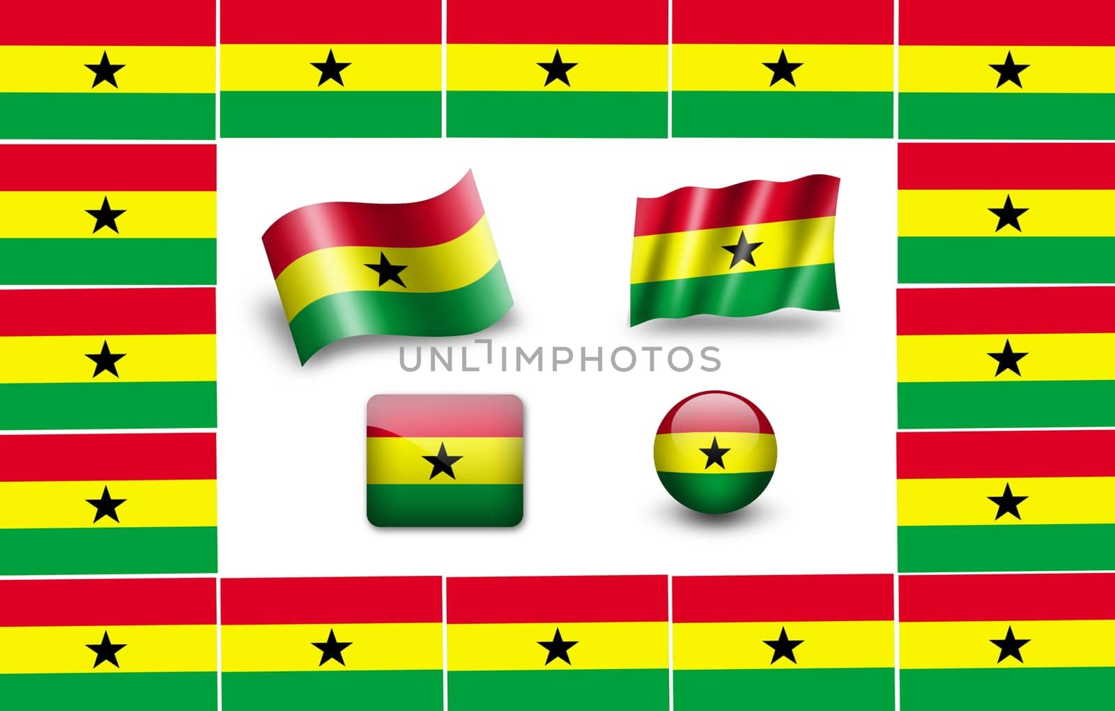 flag of Ghana. icon set