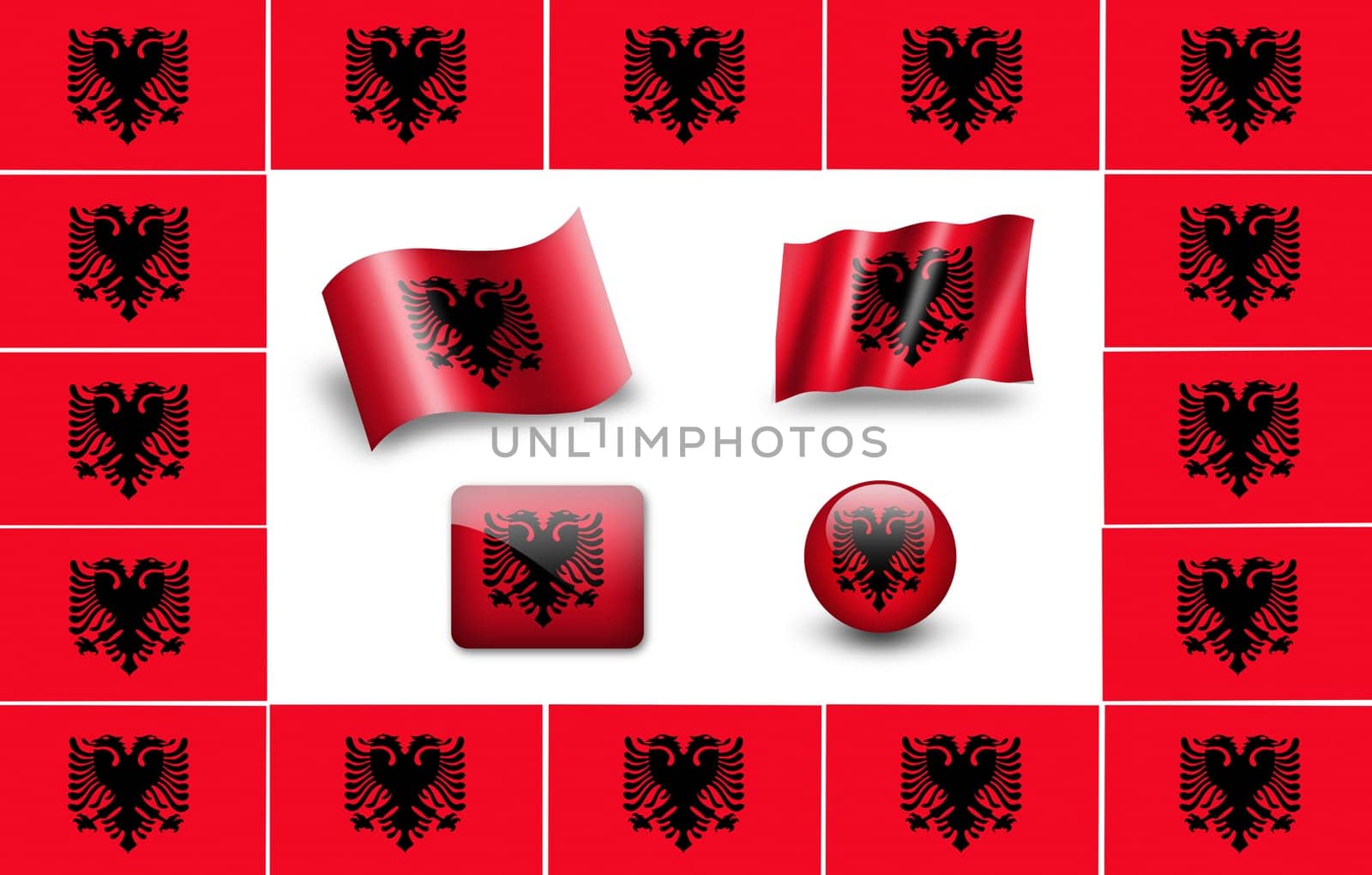 flag of Albania. icon set
