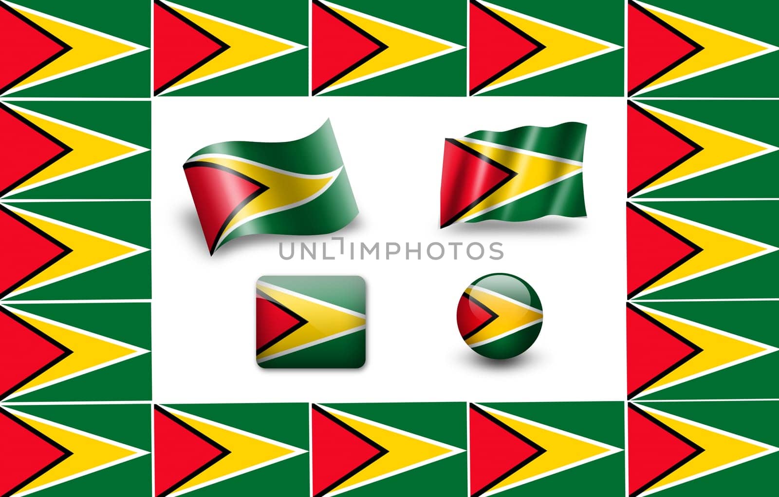 flag of Guyana. icon set