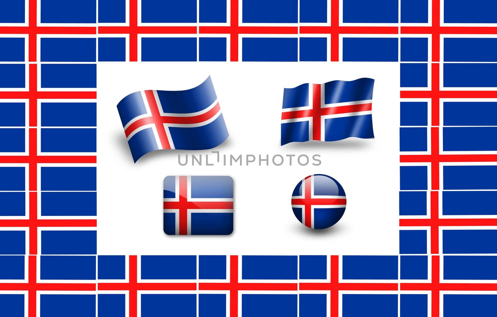 Iceland flag icon set.