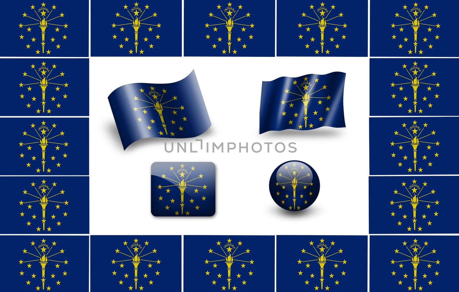 Indiana state flag of America. icon set