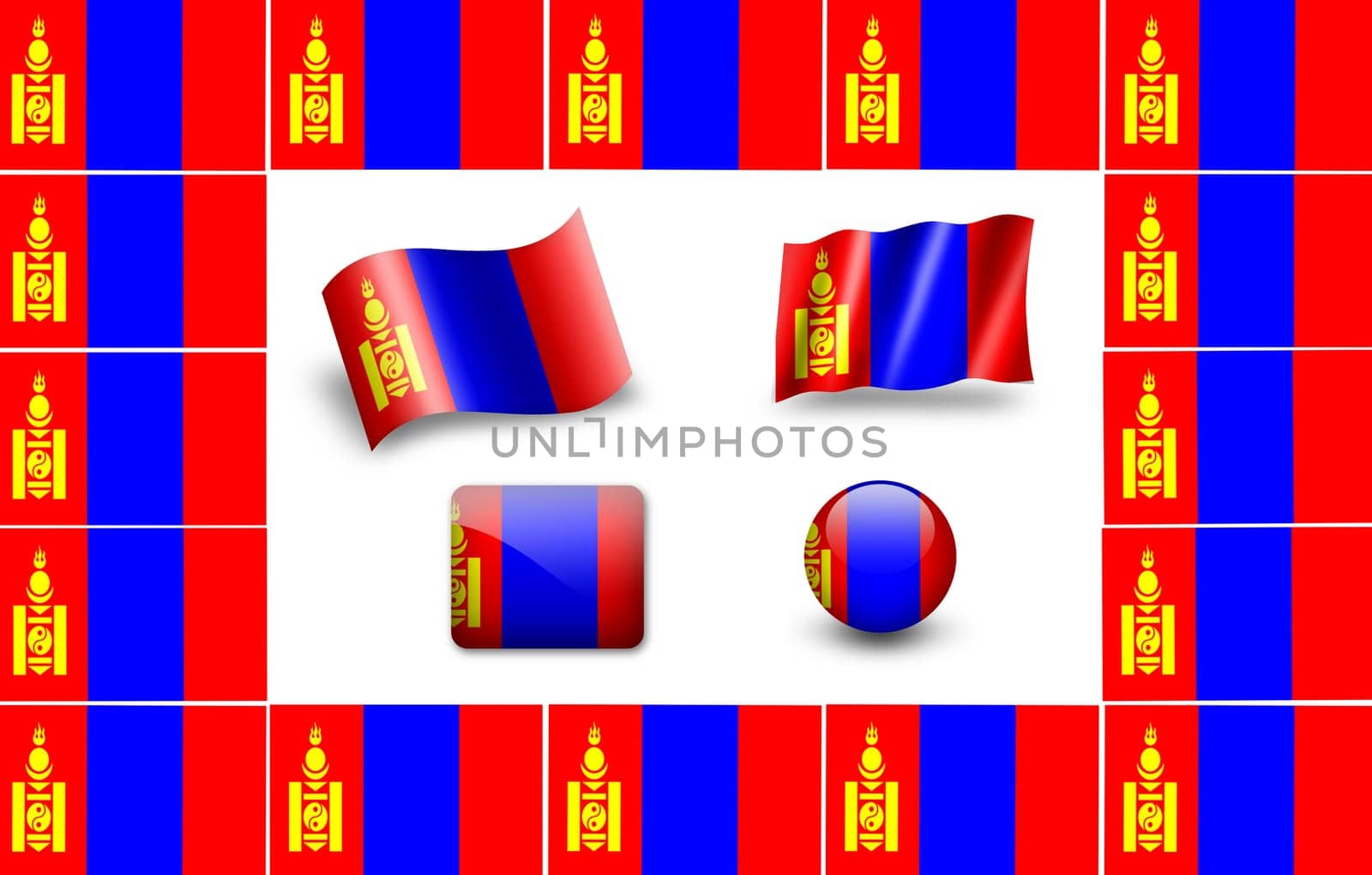 flag of Mangolia. icon set