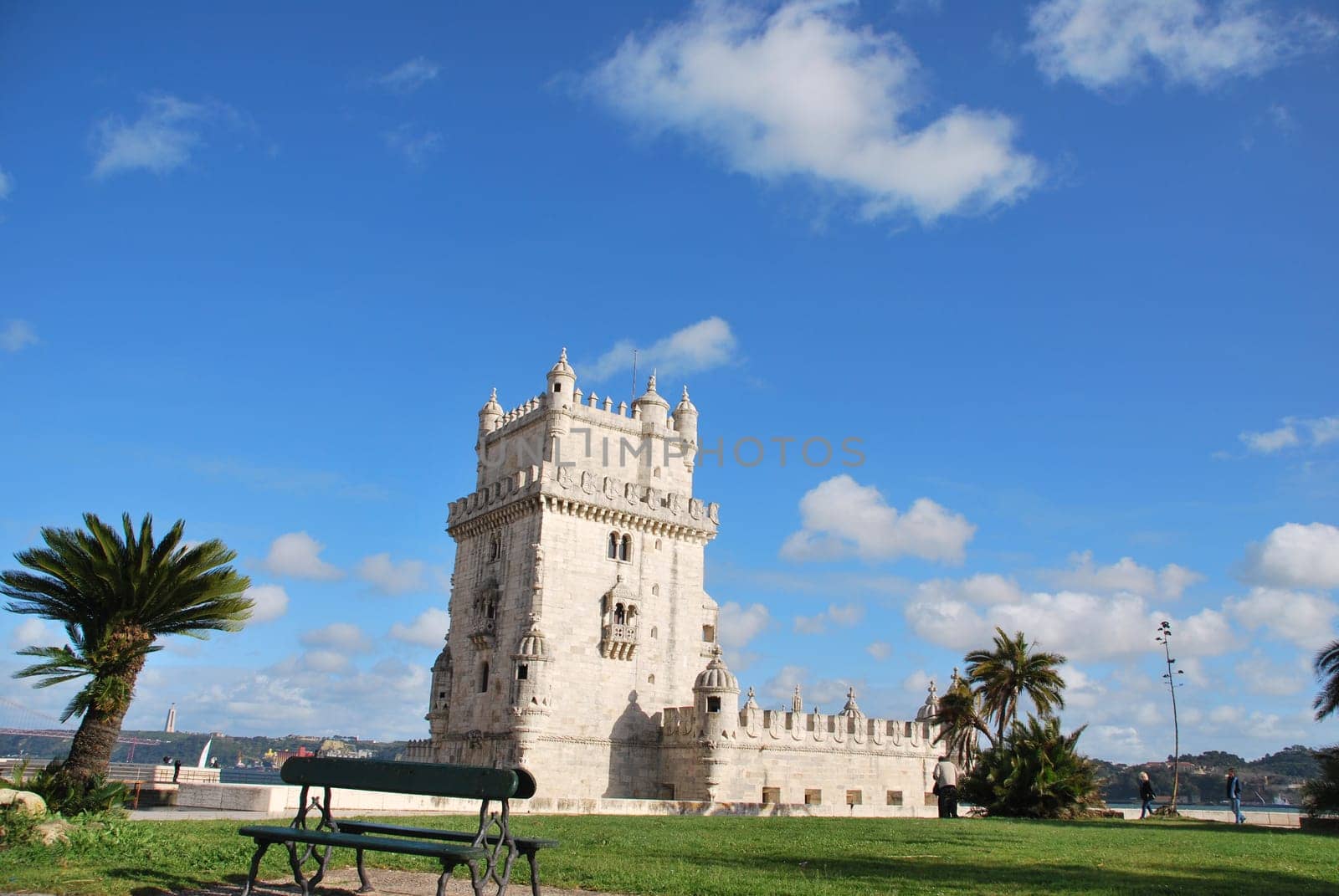 view of Belem Tower, one the most famous landmark in the city of Lisbon (Portugal)